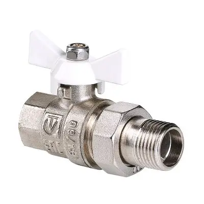 Кран шаровой Valtec BASE с полусгоном 1/2" вн.-нар. белая рукоятка (VT.227.NW.04)