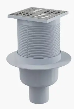 Душевой трап Alcadrain 105х105/50, подводка – прямая, решетка – нержавеющая сталь, гидрозатвор – комби (APV32)