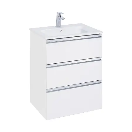 Тумба под раковину Roca THE GAP 600 мм, подвесная, 3 ящика, белый глянец (A857404806)