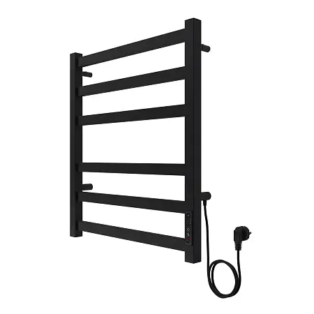 Полотенцесушитель электрический AZARIO PALERMO 500/600 квадрат, 6 секций, диммер справа, черный (AZ83856B)
