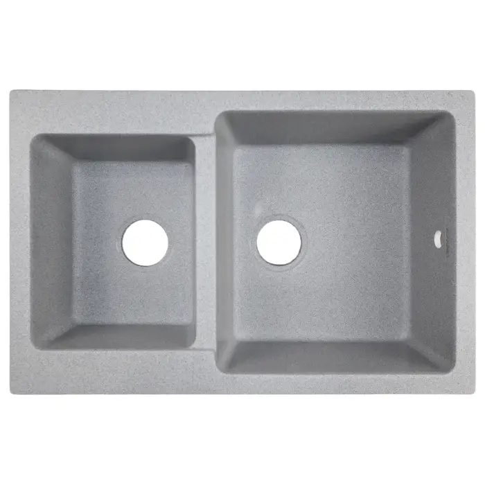 Кухонная мойка AZARIO Остин 770x510х210 искусственный мрамор, двойная, сифон в комплекте, цвет серый (CS00105243)