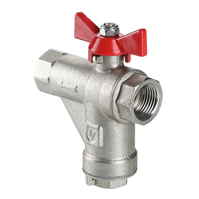 Кран шаровой Valtec со встроенным прямым фильтром, рукоятка бабочка 3/4" вн.-вн. (VT.294.N.05)