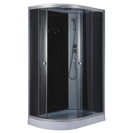 Душевая кабина Loranto 1180х780х2080 правосторонняя, черное заднее стекло, поддон 14 см, тонированное стекло 4 мм, профиль хром матовый (CS-877EATM/B-120)