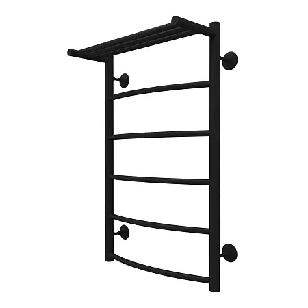 Полотенцесушитель водяной AZARIO VERONA 500/800 с полкой, 5 секций, нижнее/диагональное подключение, 1/2", черный (AZ83863PB)