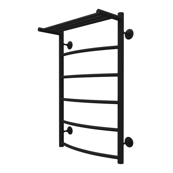 Полотенцесушитель водяной AZARIO VERONA 500/800 с полкой, 5 секций, нижнее/диагональное подключение, 1/2", черный (AZ83863PB)