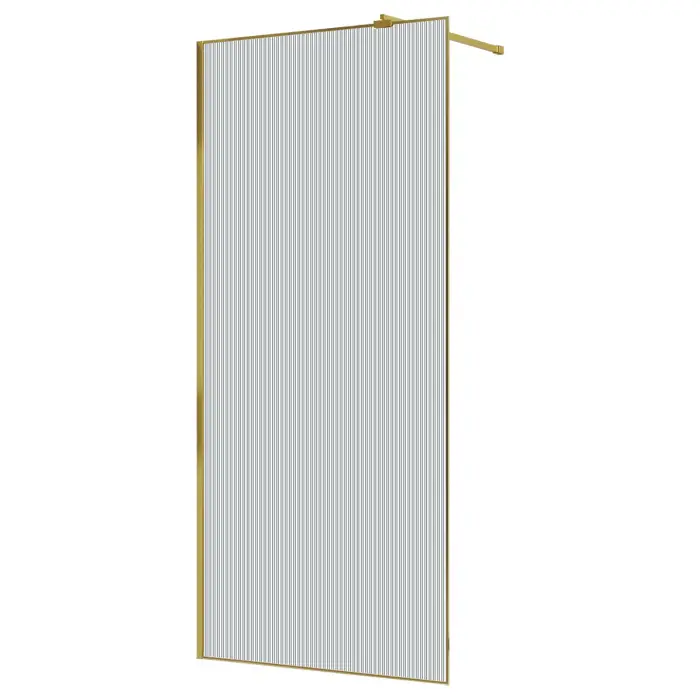 Душевая перегородка Azario Валк-ин 1200x1950 в рамке, рифленое стекло, толщина стекла 8 мм, профиль брашированное золото (AZ-271-120-BGL-CRF)