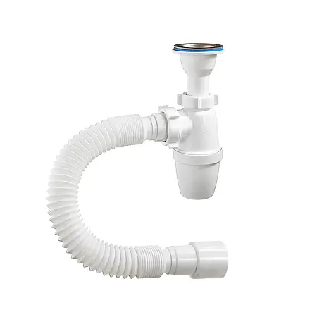 Сифон бутылочный ОРИО малый корпус с литым выпуском 1 1/2 х 40, с гибкой трубой 40-40/50 (А-32019)