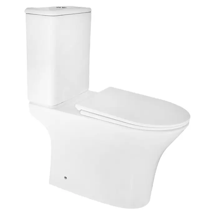 Унитаз напольный Azario Фретта Раунд 650x340x790 безободковый, в комплекте прямым сиденьем микролифт (AZ-7121A)