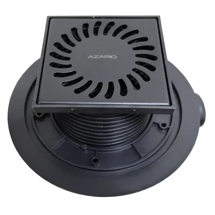 Душевой трап Azario 125х125 D50 горизонтальный слив, черный матовый (AZ-381 AC)