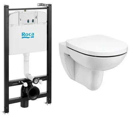 ПЭК Roca Debba Round Pack подвесной унитаз Rimless + инсталляция + сиденье Supralit (7.8931.0.498.0)