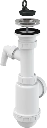 Сифон для мойки Alcadrain с нержавеющей решеткой и штуцером (A441P -DN50/40)