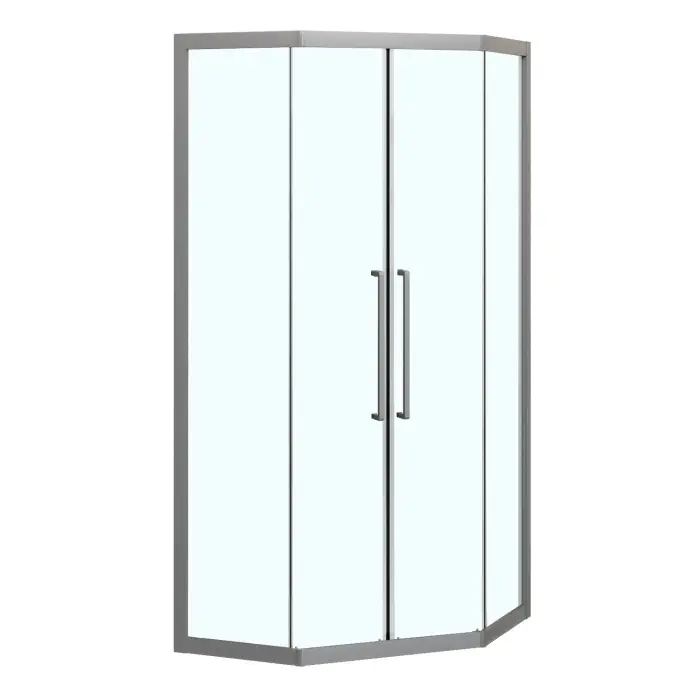 Душевое ограждение Azario Осака 1000х1000х1950 две сдвижные двери, прозрачное стекло 5 мм, профиль графит матовый (AZ-092K2-100-MGR-CL)