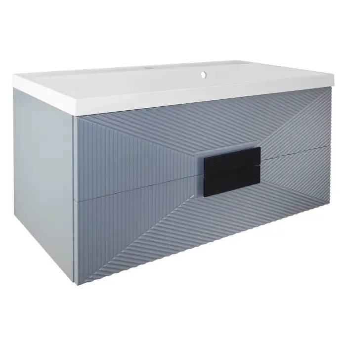 Комплект Azario ZENA Тумба 100/2 1000х450х585 подвесная, с раковиной CLASSIK 100, серый, ручка золото (CS00097710)