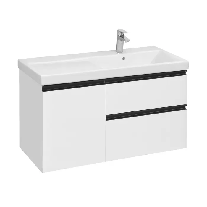 Тумба под раковину Roca DOMI 1000 мм, правая, подвесная, 2 ящика, белый глянец (A857478806)