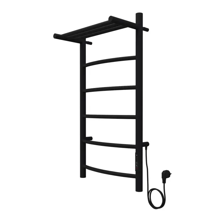 Полотенцесушитель электрический AZARIO VERONA 400/800 5 секций, с полкой, диммер справа, черный (AZ04848PB)