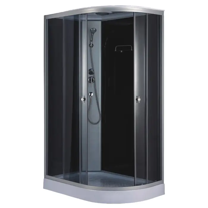Душевая кабина Loranto 1180х780х2080 левосторонняя, черное заднее стекло, поддон 14 см, тонированное стекло 4 мм, профиль хром матовый (CS-876EATM/B-120)