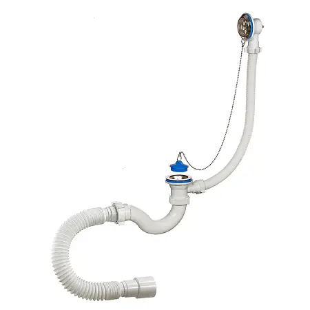 Слив-перелив для ванны ОРИО 1 1/2 х 40, с переливом и гибкой трубой 40-40/50 (А-40089)