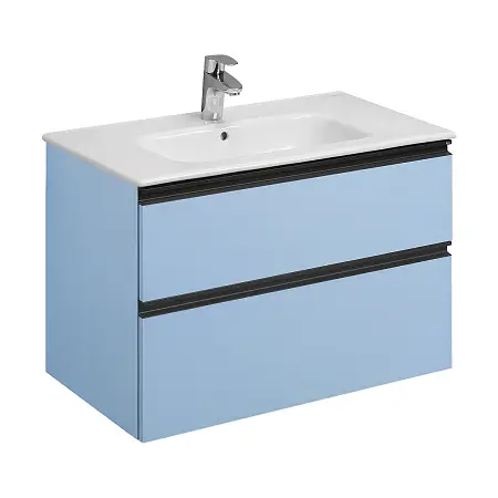 Тумба под раковину Roca DOMI 800 мм, 2 ящика, подвесная, небесный синий матовый (Z.RU93.0.787.1)
