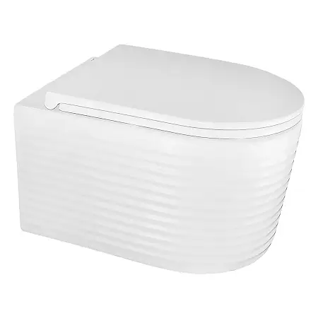 Унитаз подвесной Azario LUZIO 365х495х360 безободковый, рельефный, слив "Скрытое Торнадо", с быстросъемным сиденьем "Микролифт" (AZ-098-UQ)