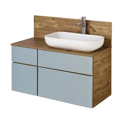 Тумба под раковину AQUATON Мишель 80 NEW подвесная, без столешницы  Дуб Рустикальный/Фьорд (1A256801MIX30)
