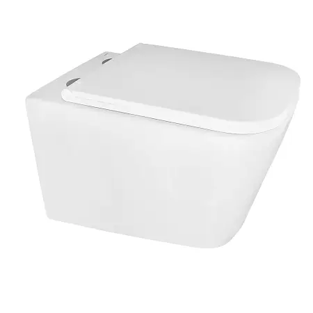 Унитаз подвесной Azario Cascad 525x345x360 безободковый, система смыва "Скрытое Торнадо", в комплекте с быстросъемным сиденьем микролифт (AZ-2303A)