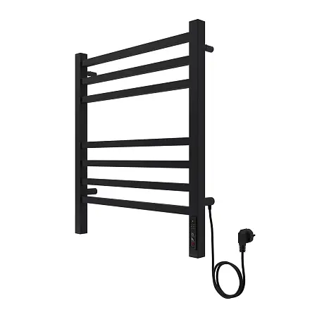 Полотенцесушитель электрический AZARIO ANCONA 500/600 квадрат, 7 секций, диммер справа, черный (AZ71856B)