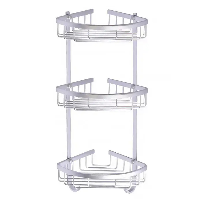 Полка угловая Azario трехэтажная, матовый хром (AZ-814-3)