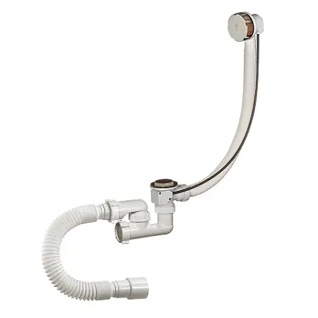 Слив-перелив для ванны ОРИО 1 1/2 х 40 полуавтомат, регулируемый с переливом и гибкой трубой 40/50 (А-28089)