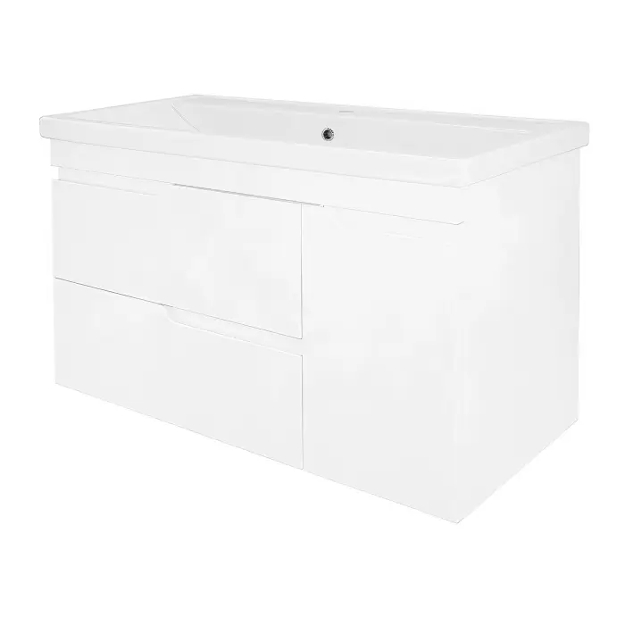 Комплект Тумба Azario KANTRI 100/2 1005х455х870 подвесная, дверь с раковиной Фостер 100, белый глянец (CS00097258)