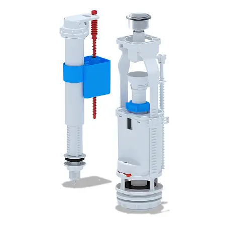 Набор с нижней подводкой Ани Пласт G1/2", с пластиковым штуцером кнопка хромированная (WC8510C)