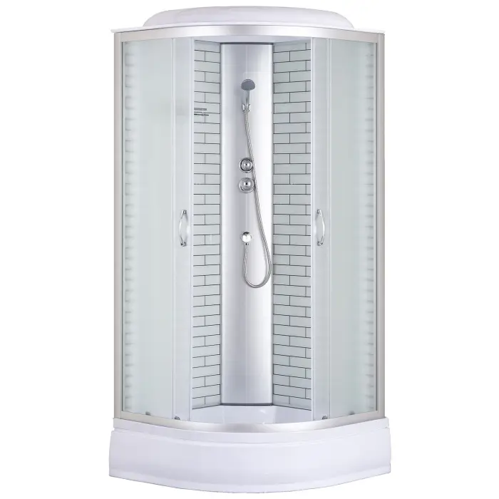 Душевая кабина Loranto 80х80х215 поддон 25см, белый кирпичный узор, матовое стекло 4мм, профиль хром (CS-6680-25FW)