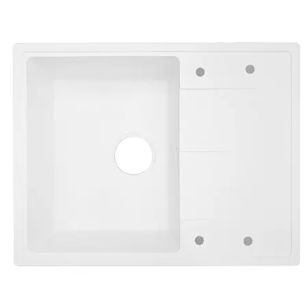 Кухонная мойка AZARIO Tavas 620х480х197 кварцевая, прямоугольная, сифон в комплекте, цвет Белый (CS00097670)