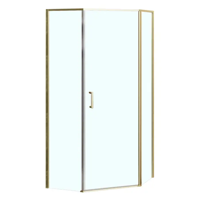 Душевое ограждение Azario SAKURA 900х900х1950 прозрачное стекло 6 мм, профиль брашированное золото (AZ-21C-90-BGL-CL)
