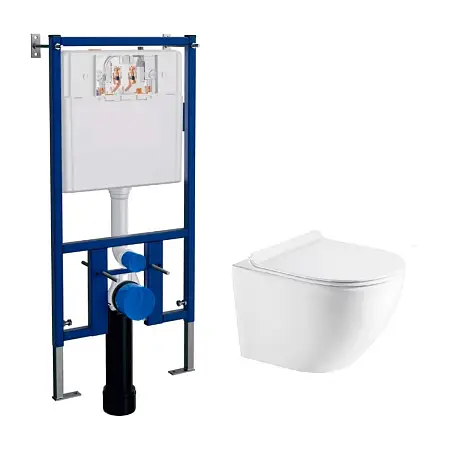 Сет LORANTO Инсталляция + Azario Fora унитаз подвесной безободковый с сидением микролифт (4501+AZ-0067)