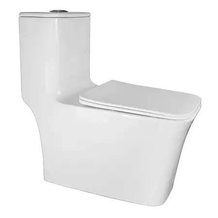 Унитаз-моноблок AZARIO STOUN 405х750х780 напольный, безободковый, в комплекте с сиденьем дюропласт микролифт, белый (AZ-1109)