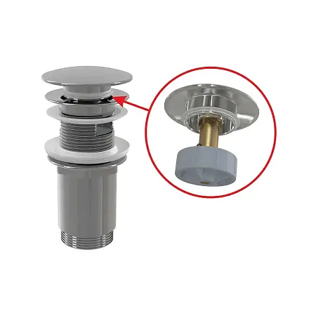 Донный клапан Alcadrain для раковины, click/clack 5/4", цельнометаллический с большой заглушкой (A392C)