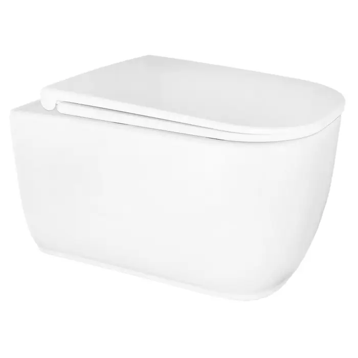 Унитаз подвесной Azario RIANO 350х490х350 безободковый, слив "Скрытое Торнадо", с быстросъемным сиденьем микролифт (AZ-2808E)