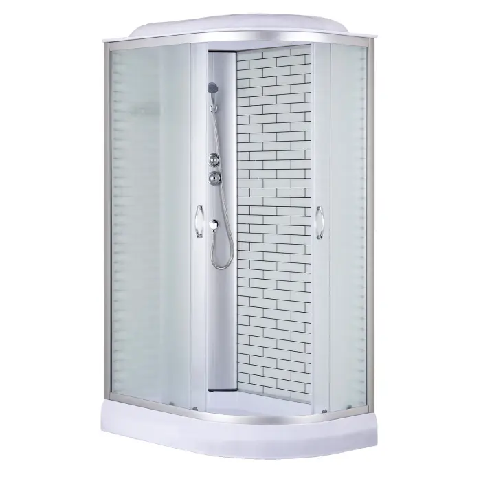 Душевая кабина Loranto 120х80х215 левосторонняя, поддон 13см, белый кирпичный узор, матовое стекло 4мм, профиль хром (CS6612013LFW120)