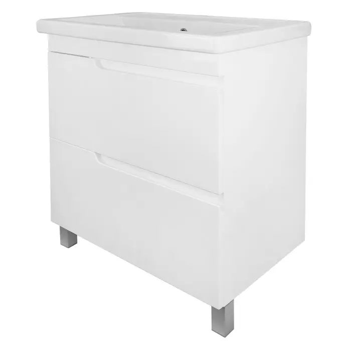 Комплект Тумба Azario KANTRI 70/2Н 700х455х865 напольная, с раковиной Фостер 70, белый глянцевый (CS00097252)