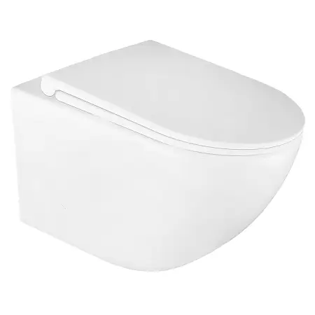 Унитаз подвесной Azario BONELLE 345х490х350 безободковый, смыв "Торнадо", с быстросъемным сиденьем микролифт (AZ-2801E)