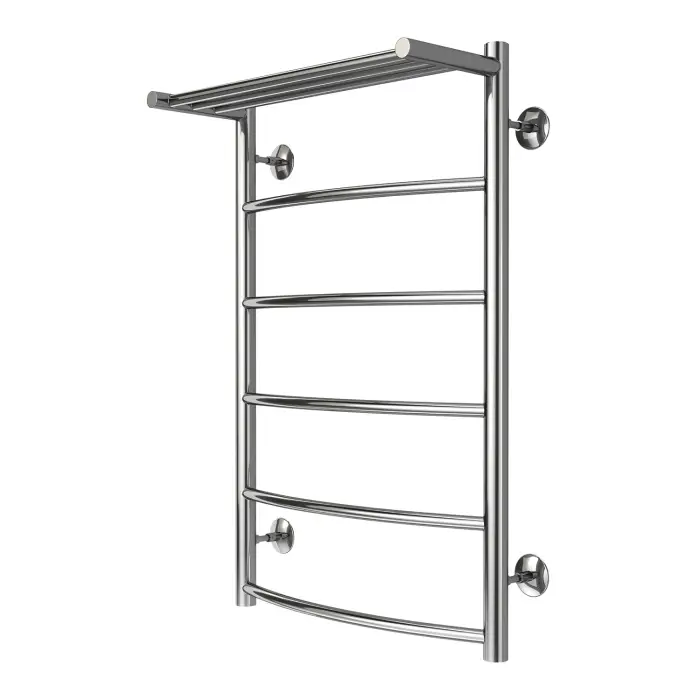 Полотенцесушитель водяной AZARIO VERONA 500/800 с полкой, 5 секций, нижнее/диагональное подключение, 1/2", хром (AZ04158P)