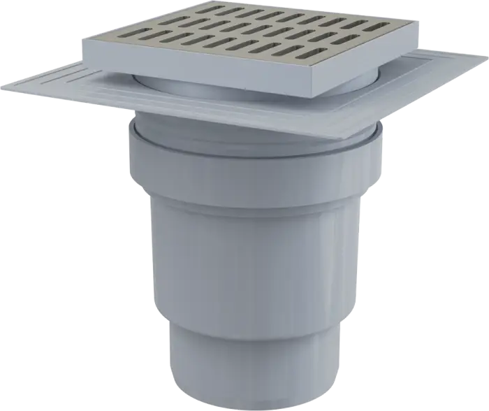 Душевой трап Alcadrain 150 х150/110 решетка – нержавеющая сталь, хром (APV13)