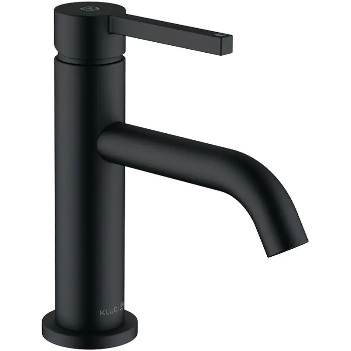 Смеситель для раковины Kludi Nova Fonte Pura с донным клапаном, керамический картридж, черный матовый (202663915)