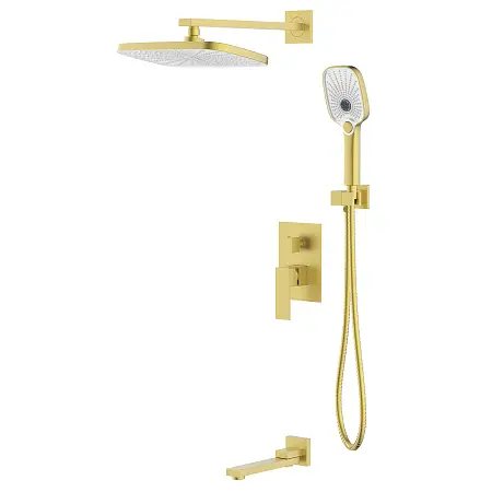  Душевая система Azario Реуса встраиваемая, с изливом, золото матовое (AZ-K7367MG)