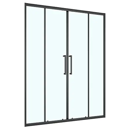 Душевая дверь Loranto 170x190 раздвижная, прозрачное стекло 6 мм, профиль черный матовый (CS-AB04B-170)