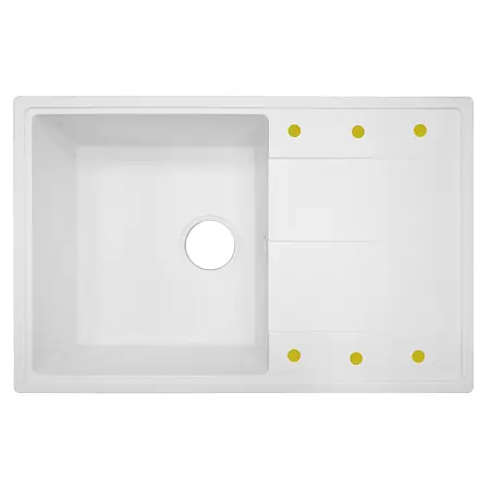 Кухонная мойка AZARIO Izmir 740х480х197 кварцевая, прямоугольная, сифон в комплекте, цвет Белый (CS00097681)