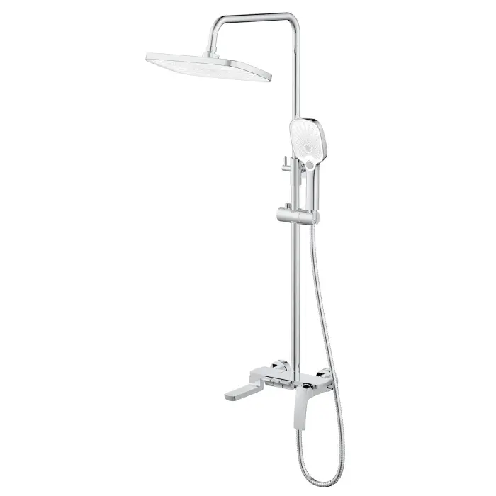 Душевая система Azario Conda с квадратным тропическим душем, керамический картридж, шланг 150 см, хром (AZ-K2311)