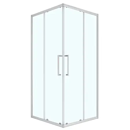 Душевое ограждение Loranto 100x100x190 раздвижная дверь, прозрачное стекло 6 мм, профиль сатин (CS-AB01S-100)