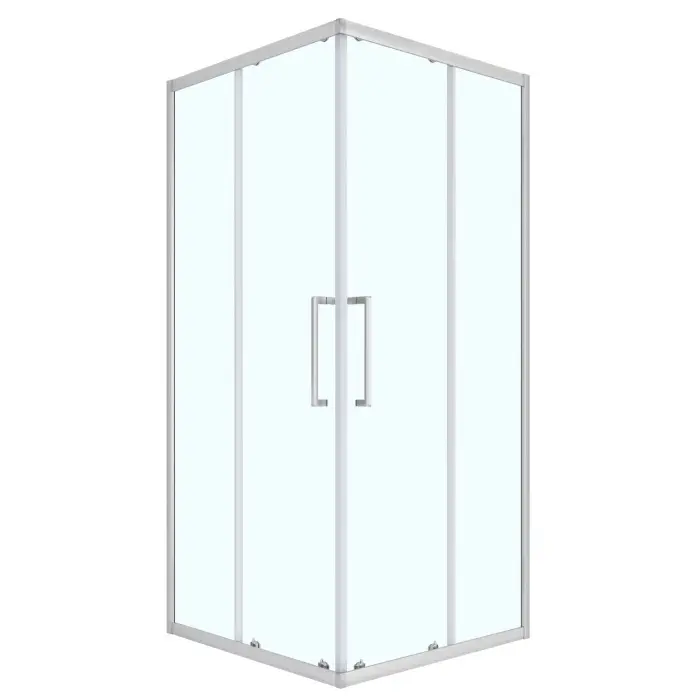 Душевое ограждение Loranto 100x100x190 раздвижная дверь, прозрачное стекло 6 мм, профиль сатин (CS-AB01S-100)