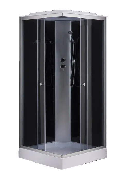 Душевая кабина Loranto CS-6491F 1000х1000х2150 серая, прозрачное стекло 4мм, поддон 13см, профиль сатин (CS-6411G,100*100*215)